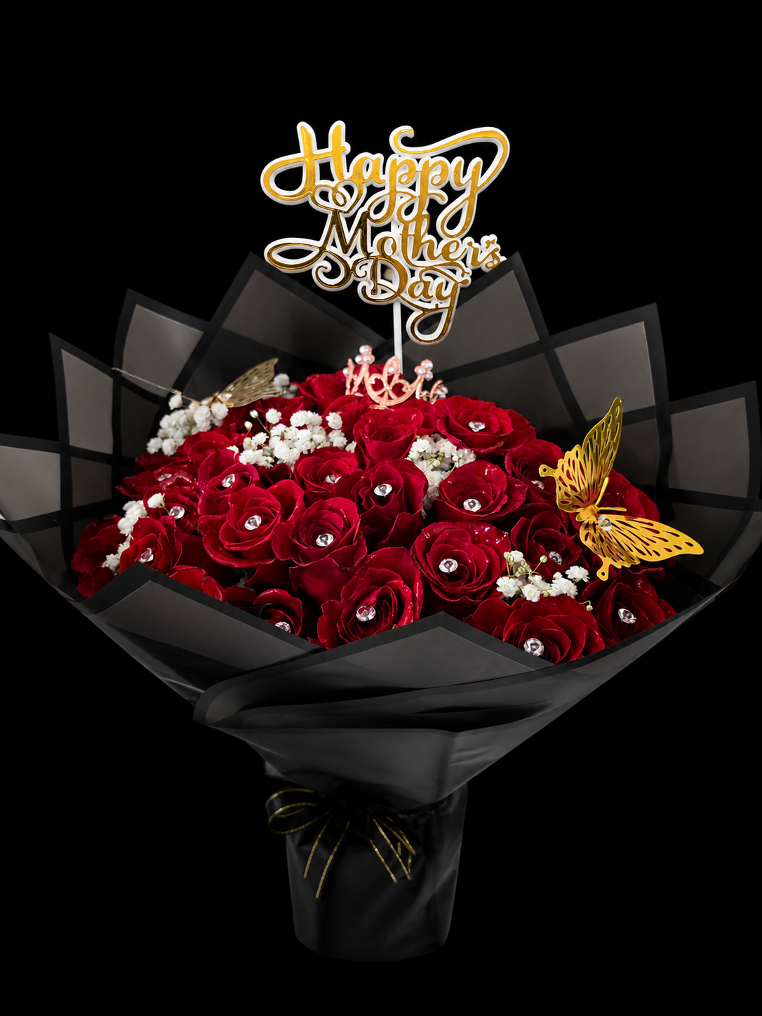 50 Red Rose Bouquet with Mothers Day Topper