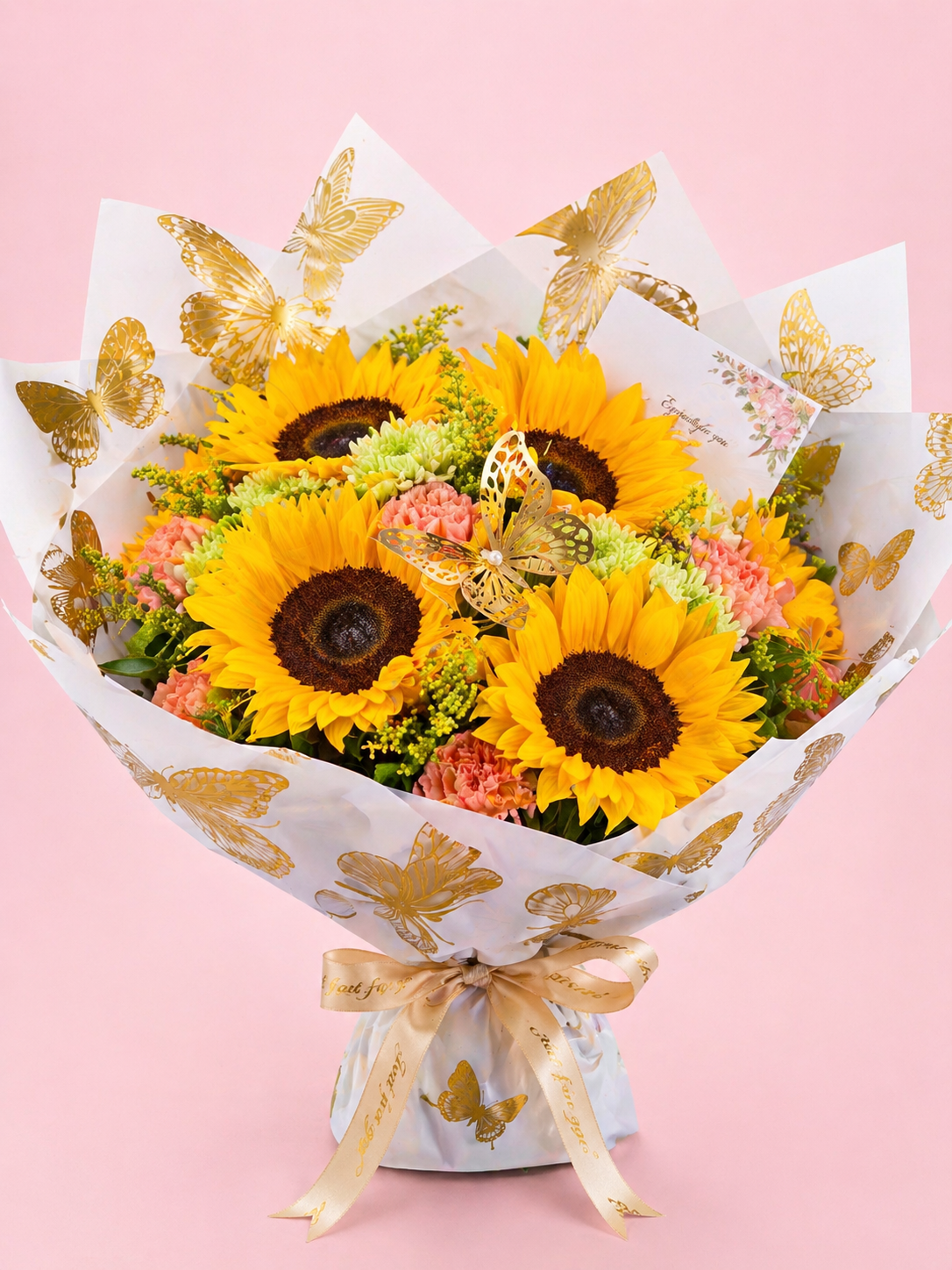 "Golden Butterfly Sunflower Bouquet"